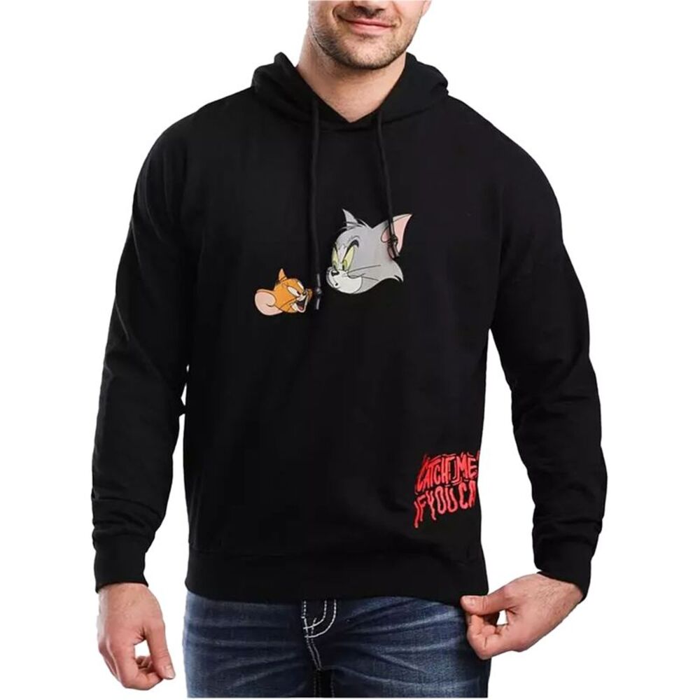 Elevenparis Mens Catch Me If You Can Hoodie Sweatshirt, Black, M, DM